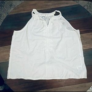 EUC Old Navy Cream Embroidered Linen Tank XXL